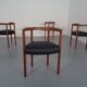 Teak & Leather Model 195 Dining Chairs by Ole Gjerløv-Knudsen & Torben Lind for France & Søn, Denmark, 1960s, Set of 4