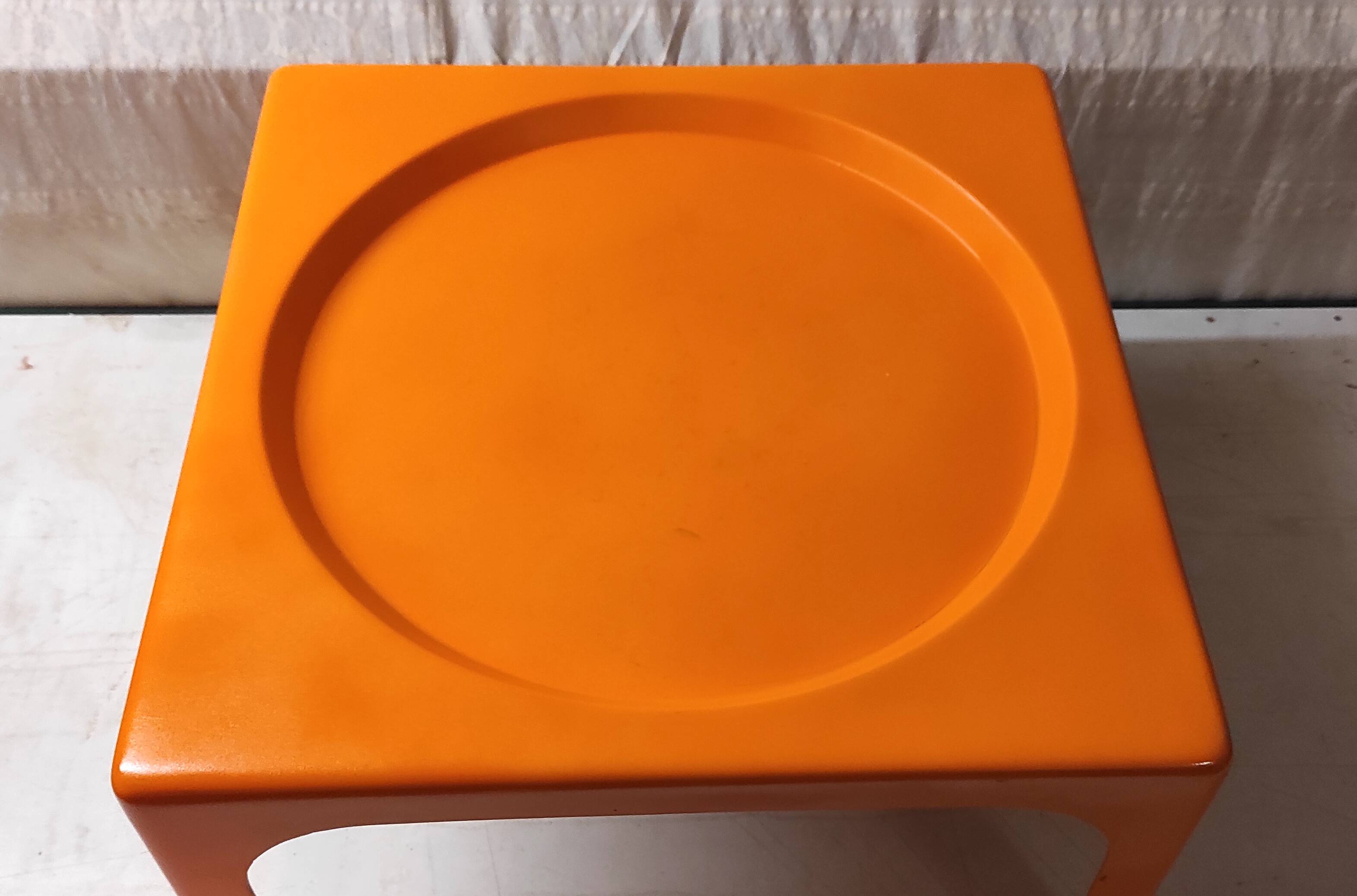Orange fiberglass coffee table - 70s