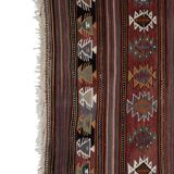 1970s vintage striped turkish oushak kilim runner 4'7" x 9'10"