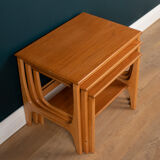 Retro stateroom by stonehill teak nest of three side coffee tables