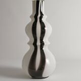 Sculptural Art Glass Murano Style Table Lamp, Black & White, 1960s