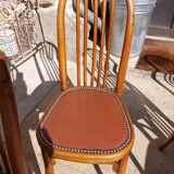 6 chaises Baumann en bois et simili cuir