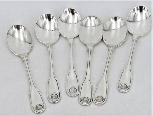 Christofle Vendome model 6 spoons, ice scoops, in silver-plated metal, 12.7 cm