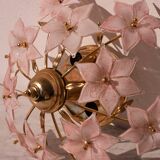 Charming Murano Vintage Ceiling Light Pink Flowers, 1970s