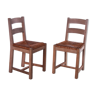 Set 2 Danish oak kitchen chairs with wicker seat, 1970