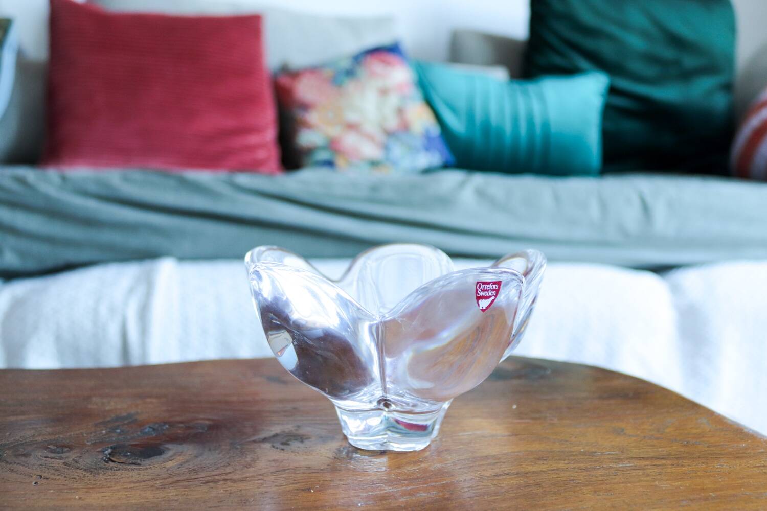 Orrefors Sweden Crystal Flower Bowl