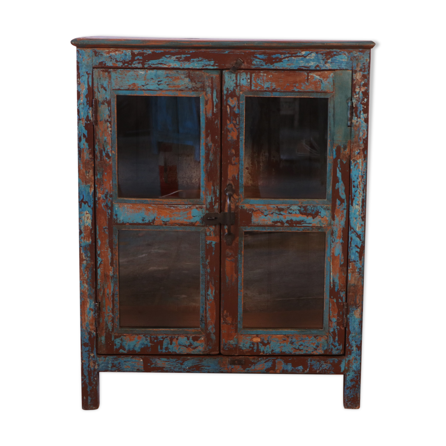 Old Burmese teak pantry original blue patina