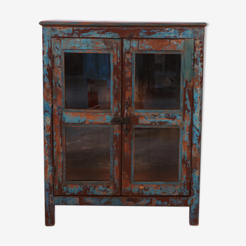 Old Burmese teak pantry original blue patina