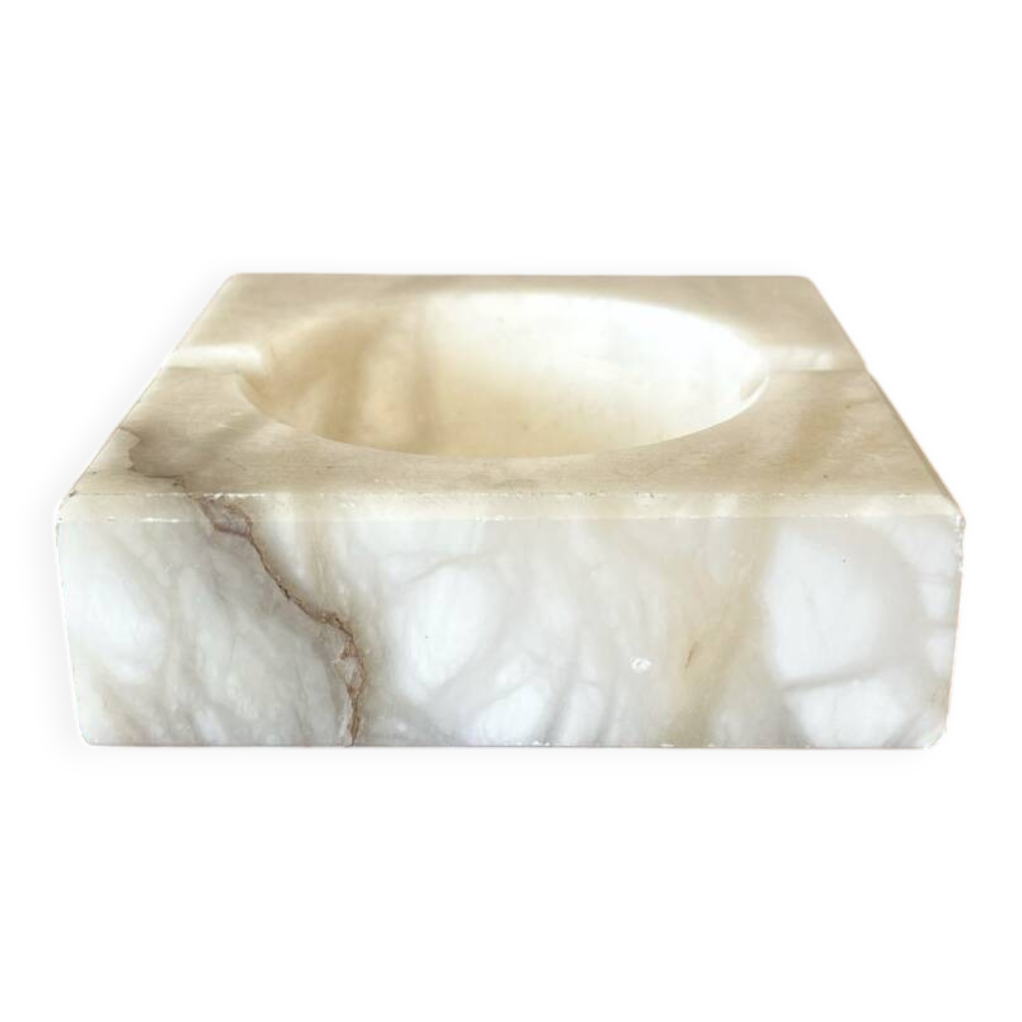 Square ashtray in vintage marble-effect alabaster