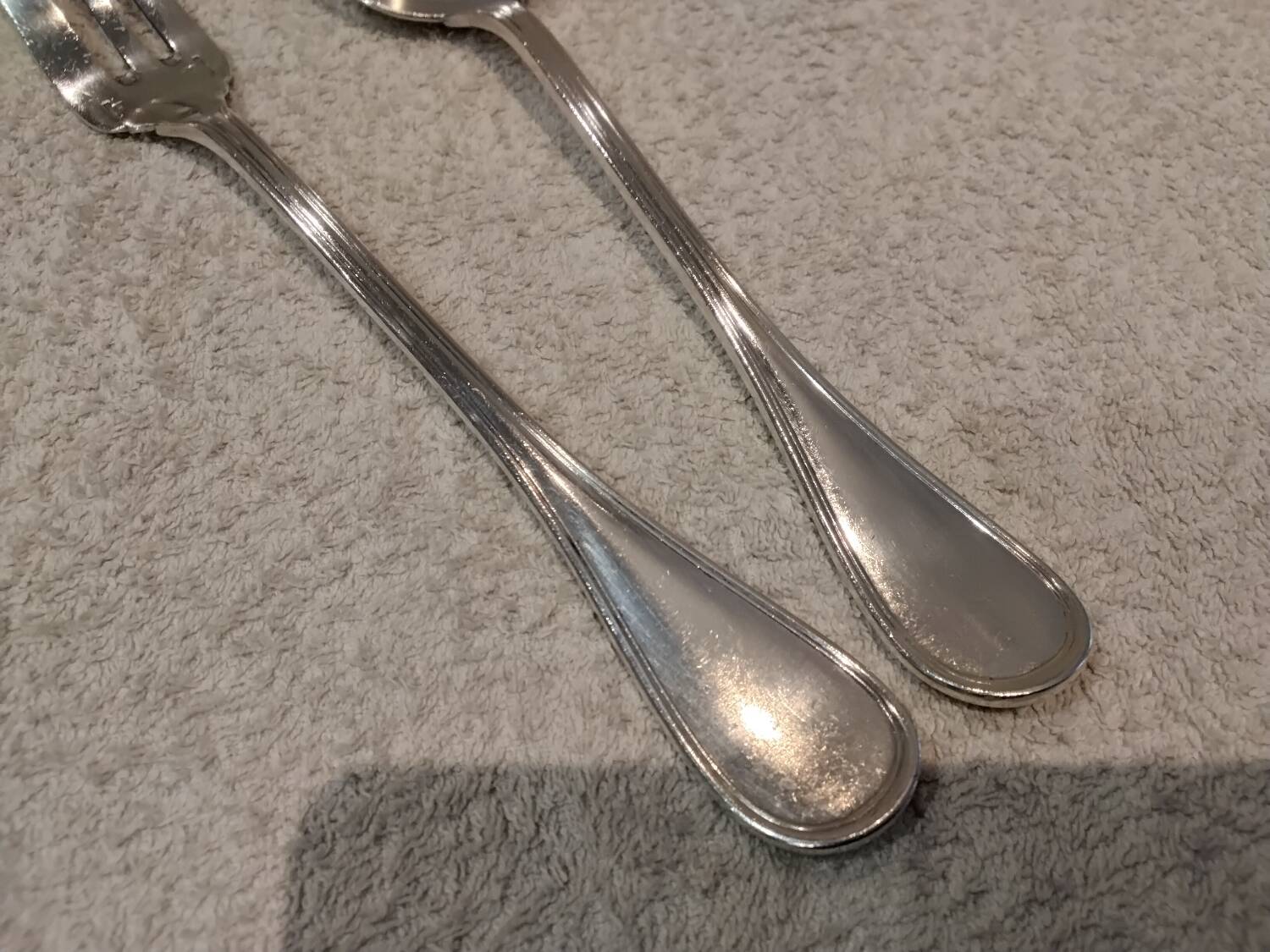 Silver-plated metal stew fork and spoon, Christofle silversmith, Albi
