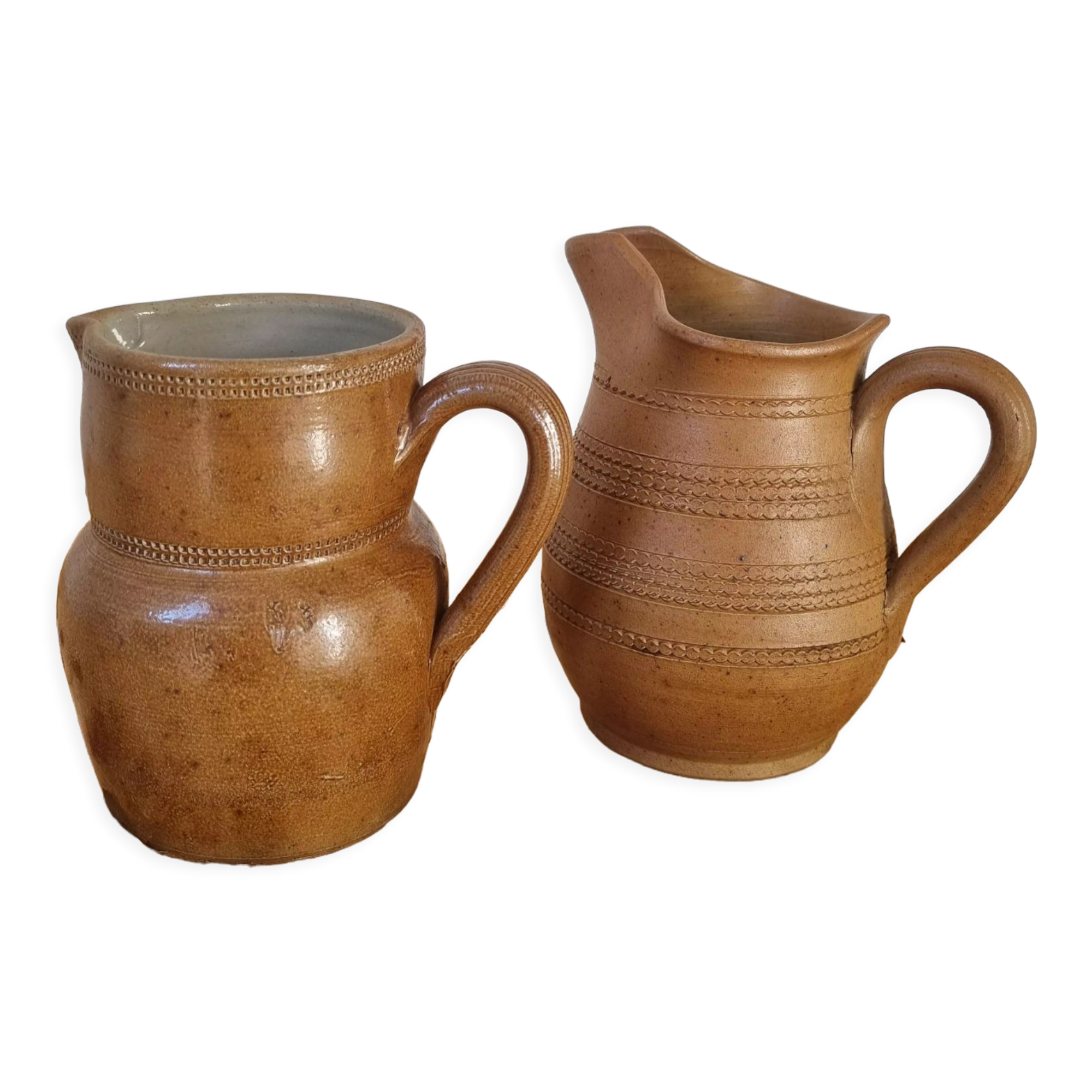 Pair of pitchers carafes vase stoneware
