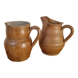 Pair of pitchers carafes vase stoneware
