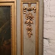 Lacquered wooden trumeau in the Louis XVI style, late 19th century.
