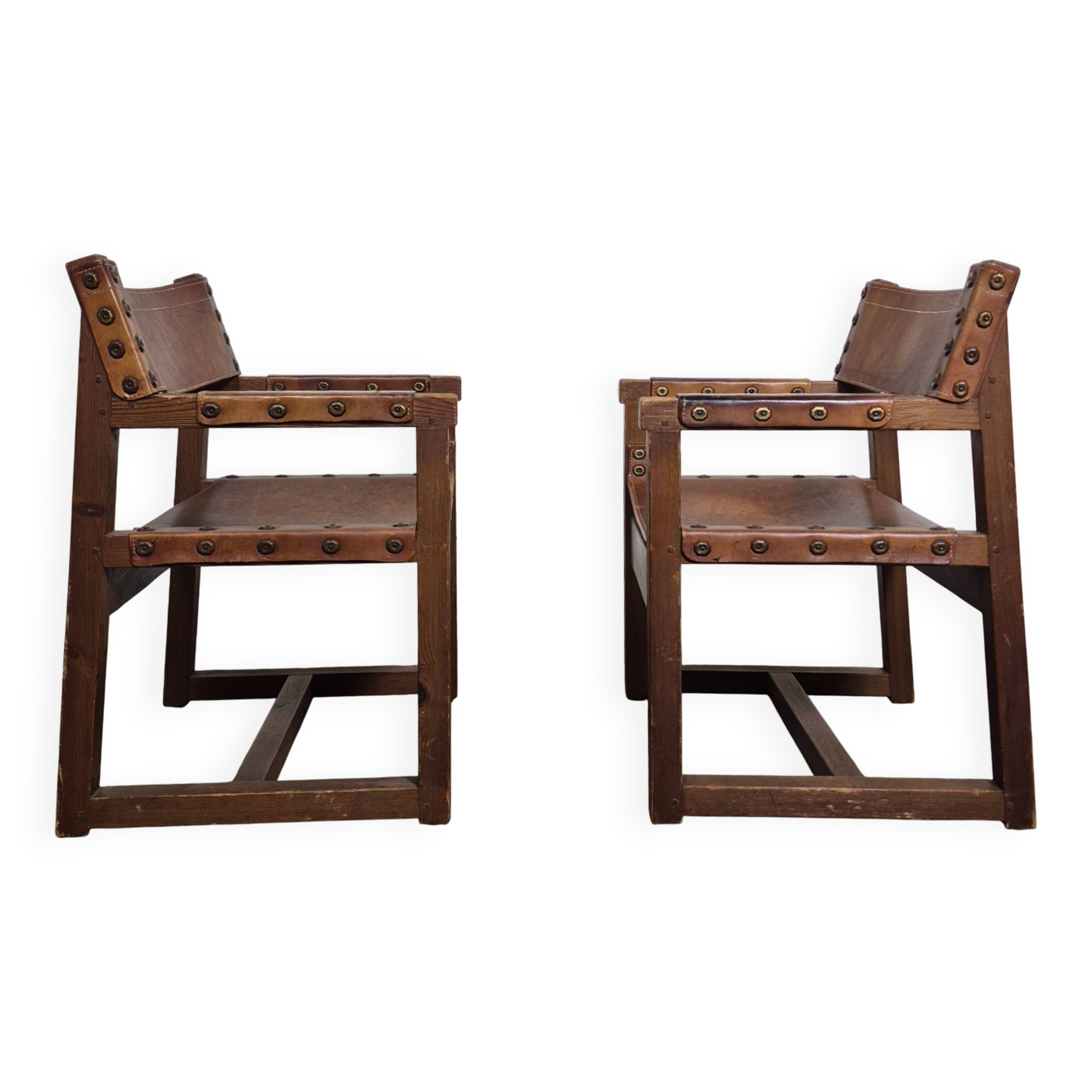 Ensemble de 2 fauteuils brutalistes de Biosca, Espagne, années 1950