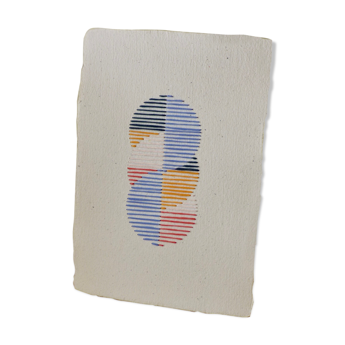 Embroidery on rag paper