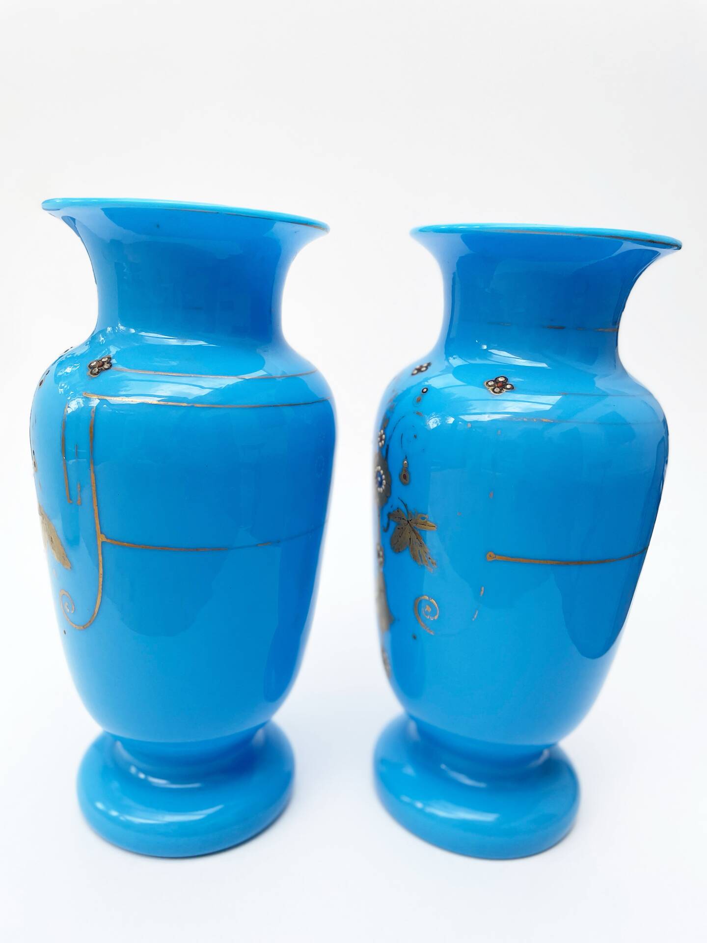 Pair of blue opaline vases