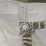 Antique linen-cotton sheet with LR monogram, embroidered