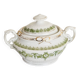 Antique green and gold English porcelain sugar bowl