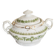 Antique green and gold English porcelain sugar bowl