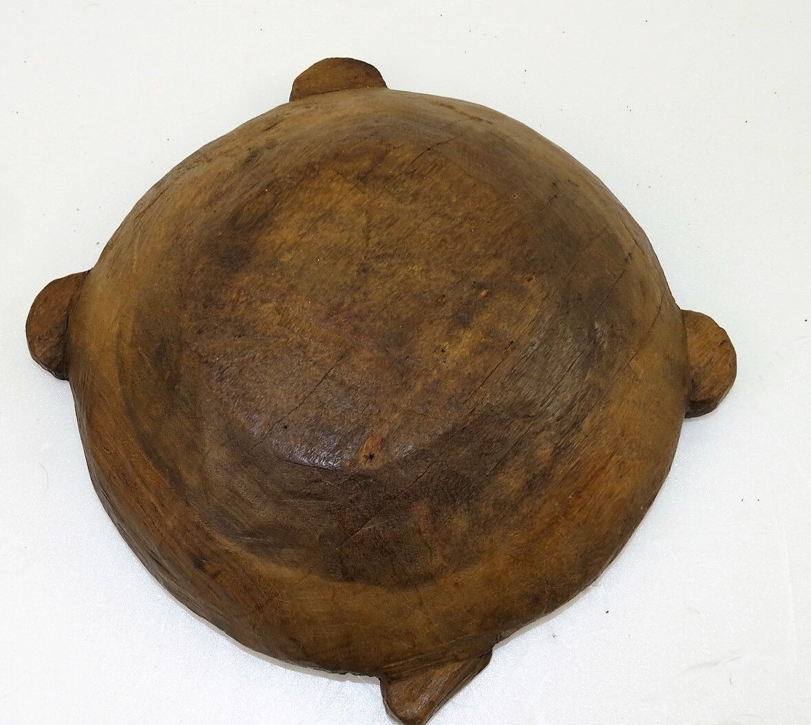Old raw wood flat bowl