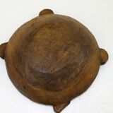 Old raw wood flat bowl