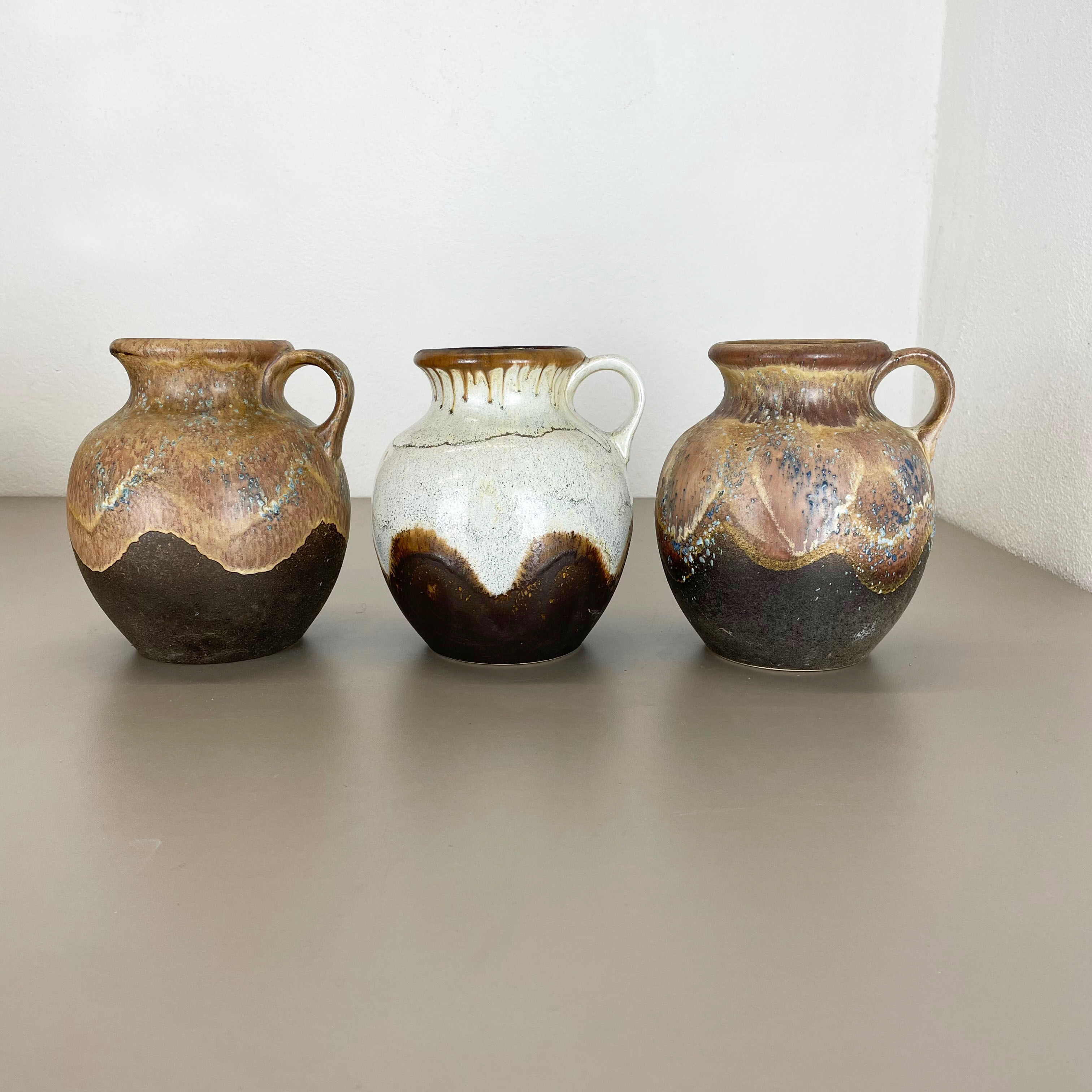Set of 3 Rare Ceramic Pottery "Lava" Vases by Dümler and Breiden, Germany, 1960s