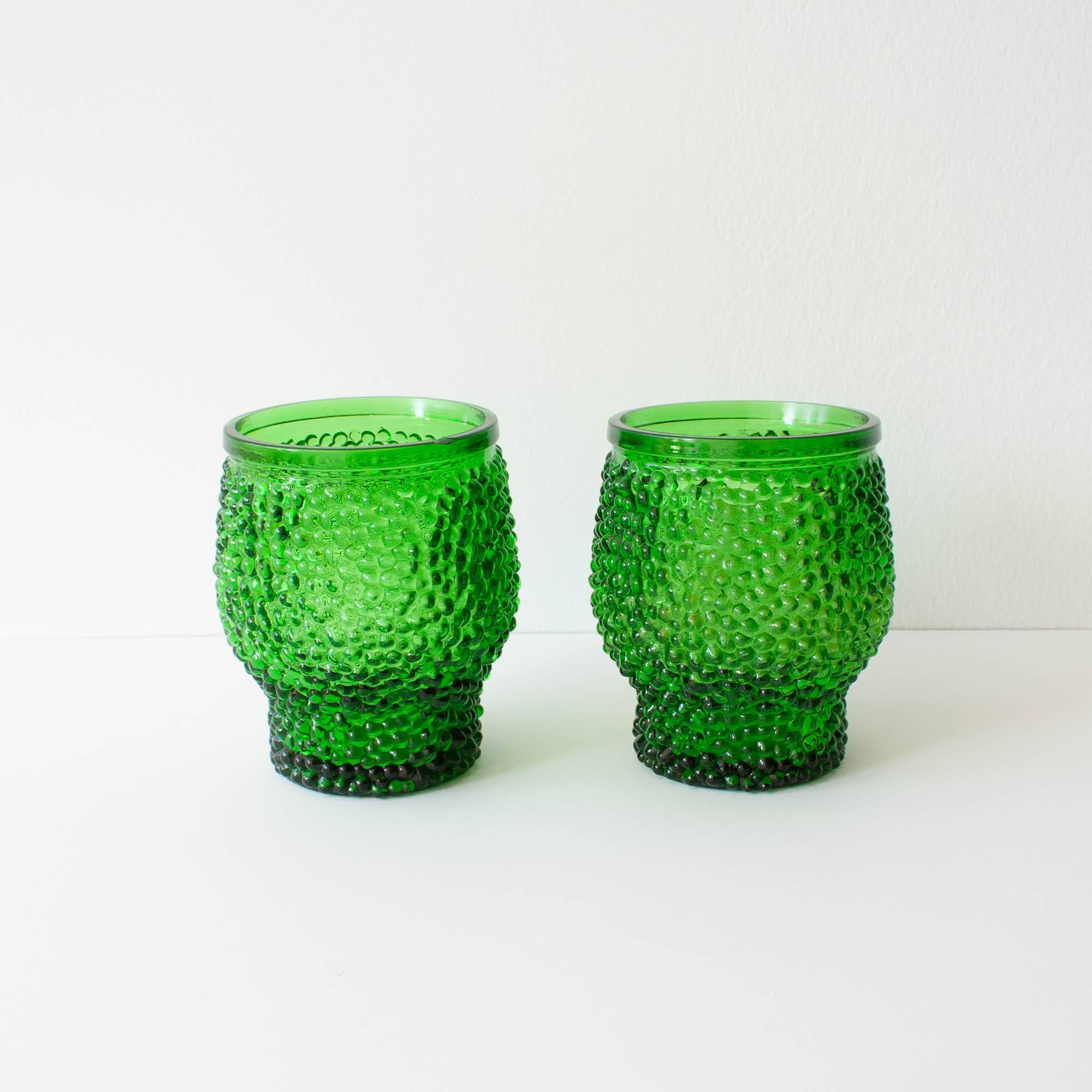 Vintage Green Set of 6 Cocktail bubble glasses, ice bucket and ice clamps