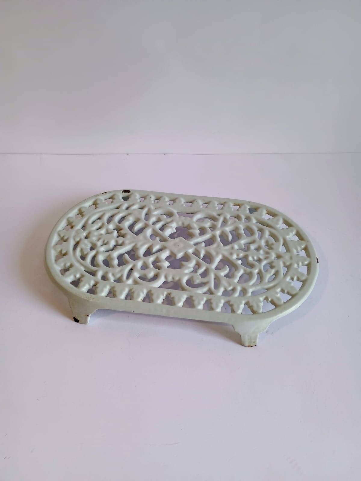 Vintage White Cast Iron Trivet