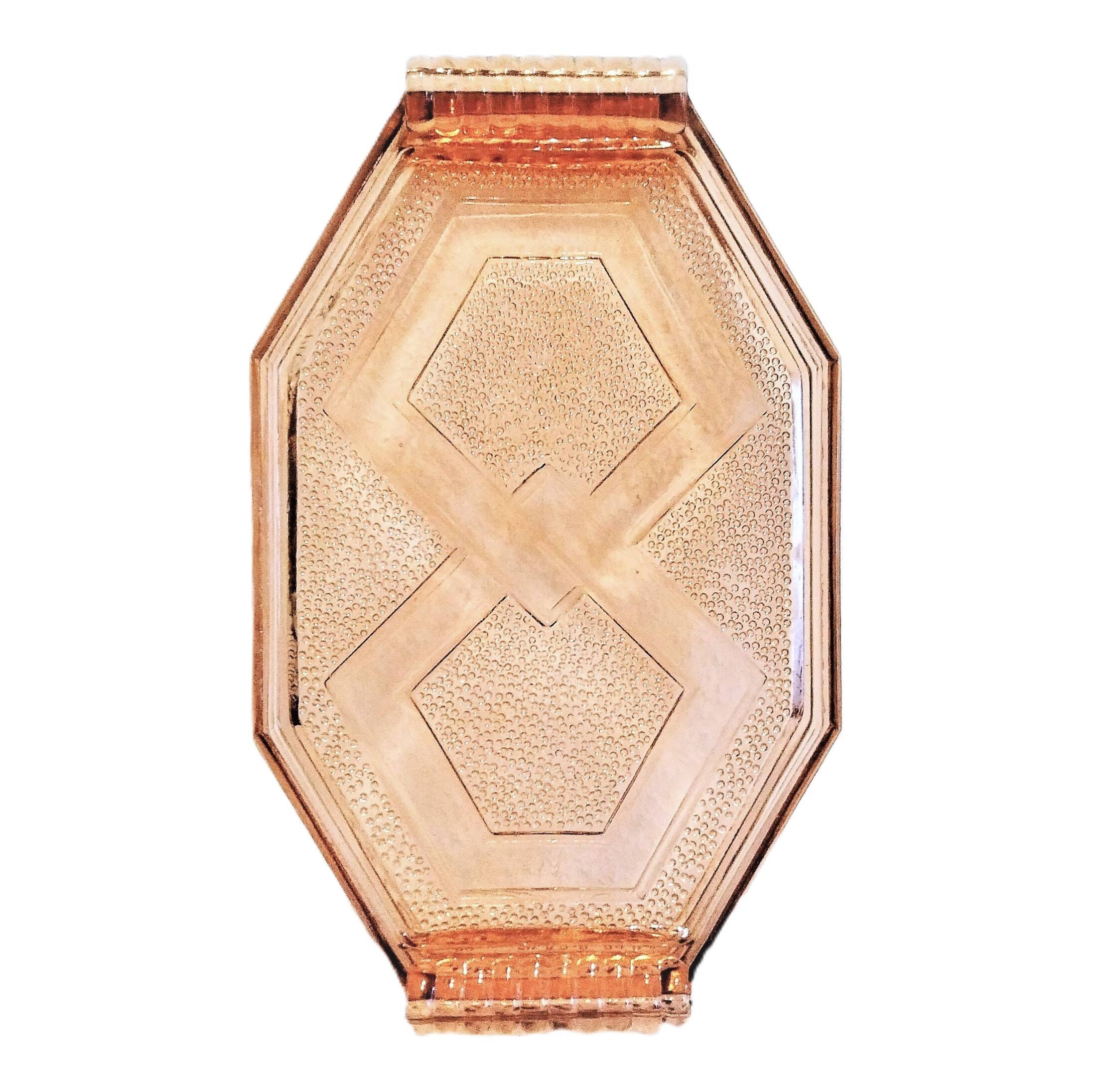 Large antique Art Deco pink glass dish