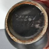 Vase in metallic glaze with orange details, Upsala Ekeby Sweden