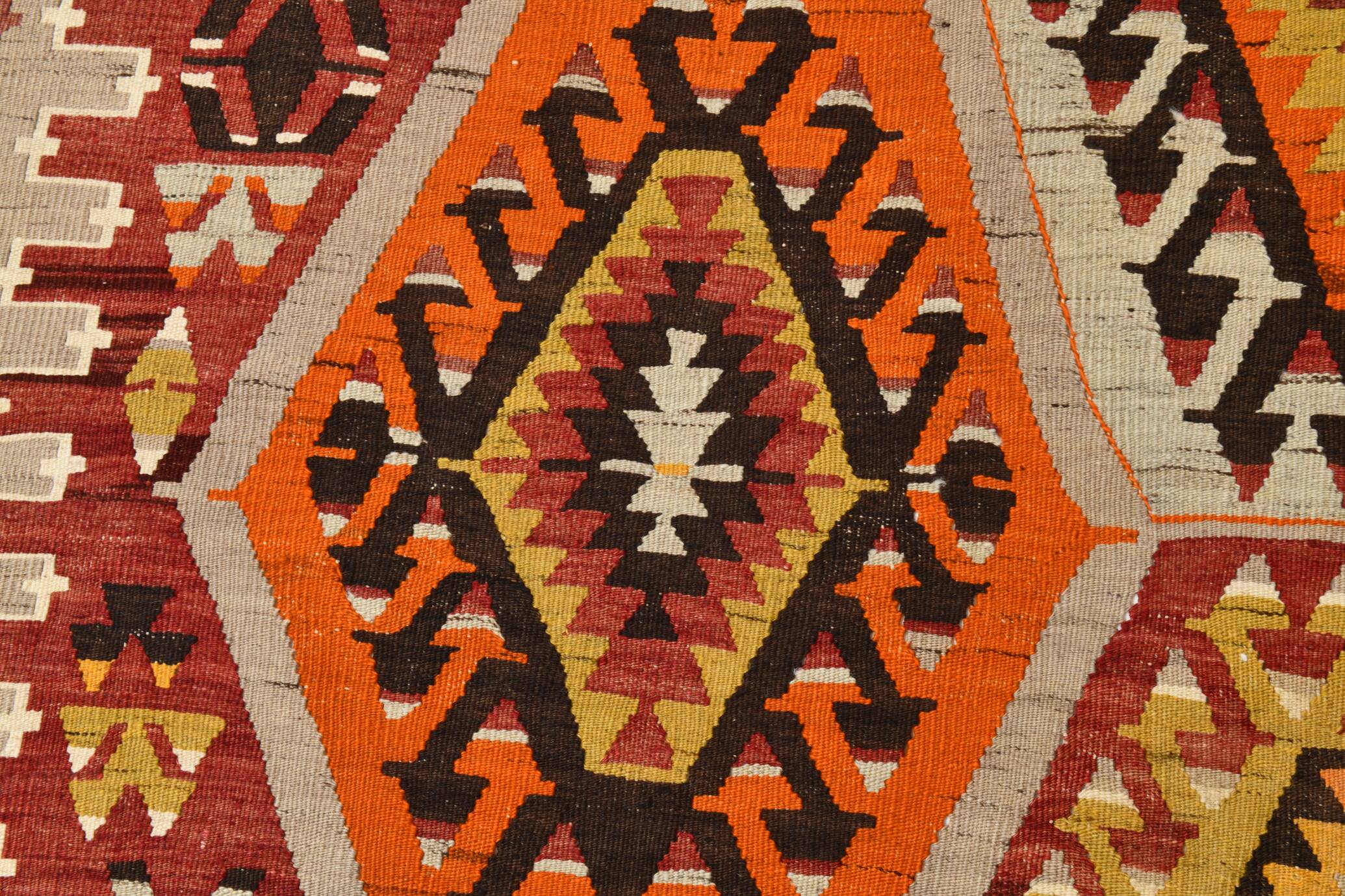 6x9 Large Geometric Style Multicolor Style Wool Vintage Kilim Rug,182x283cm