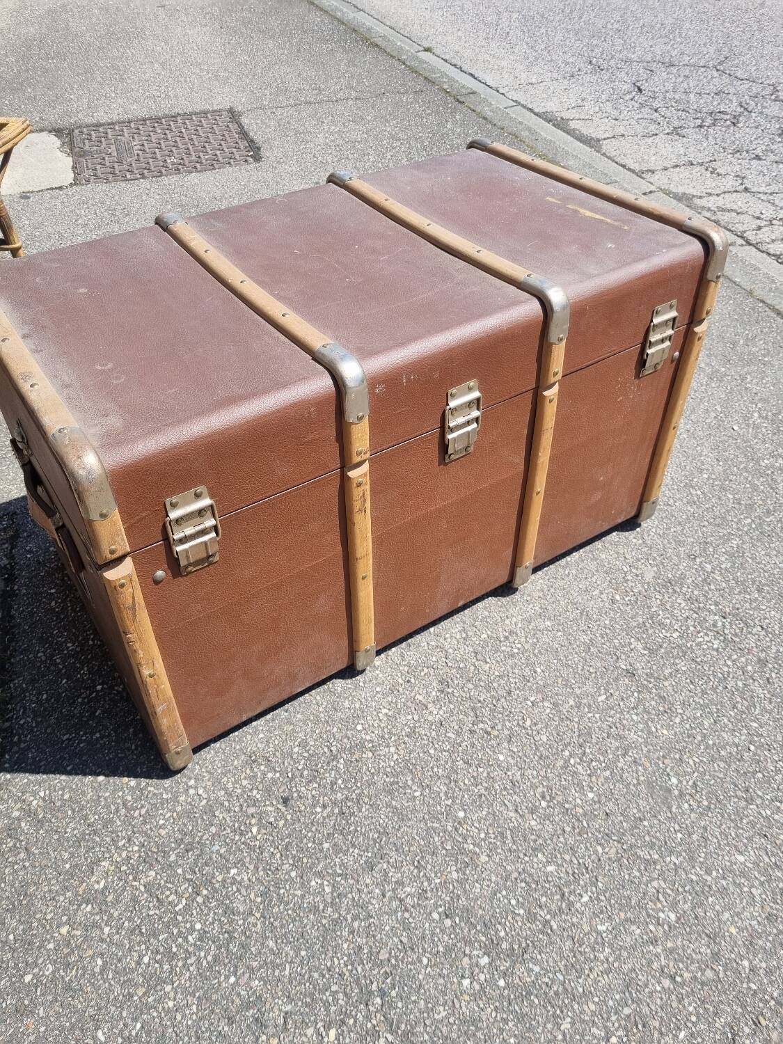 Old antique travel trunk