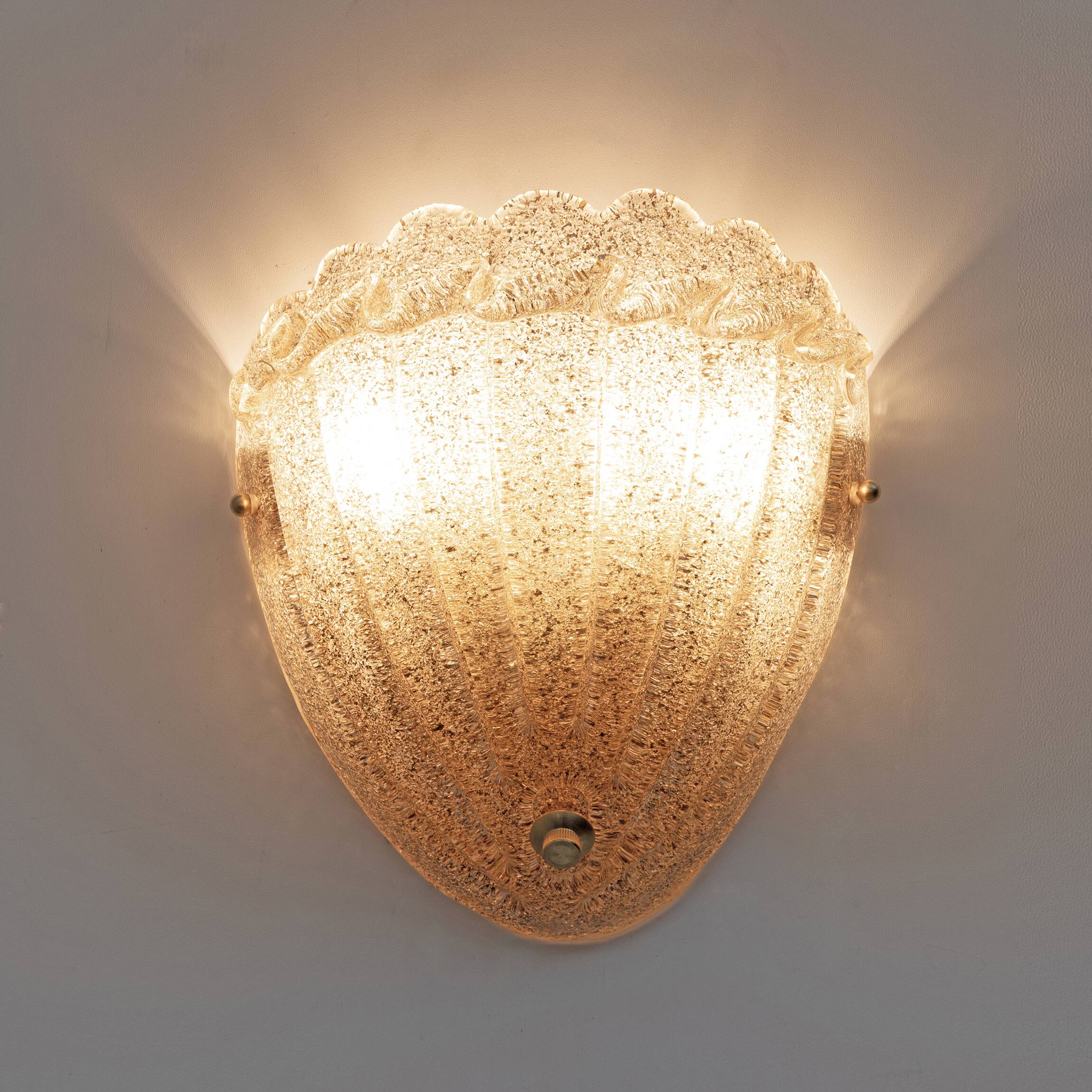 Pair of Mid-Century Modern Glass Shell Sconces
