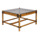 Vintage bamboo coffee table with smoked glass top