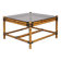 Vintage bamboo coffee table with smoked glass top