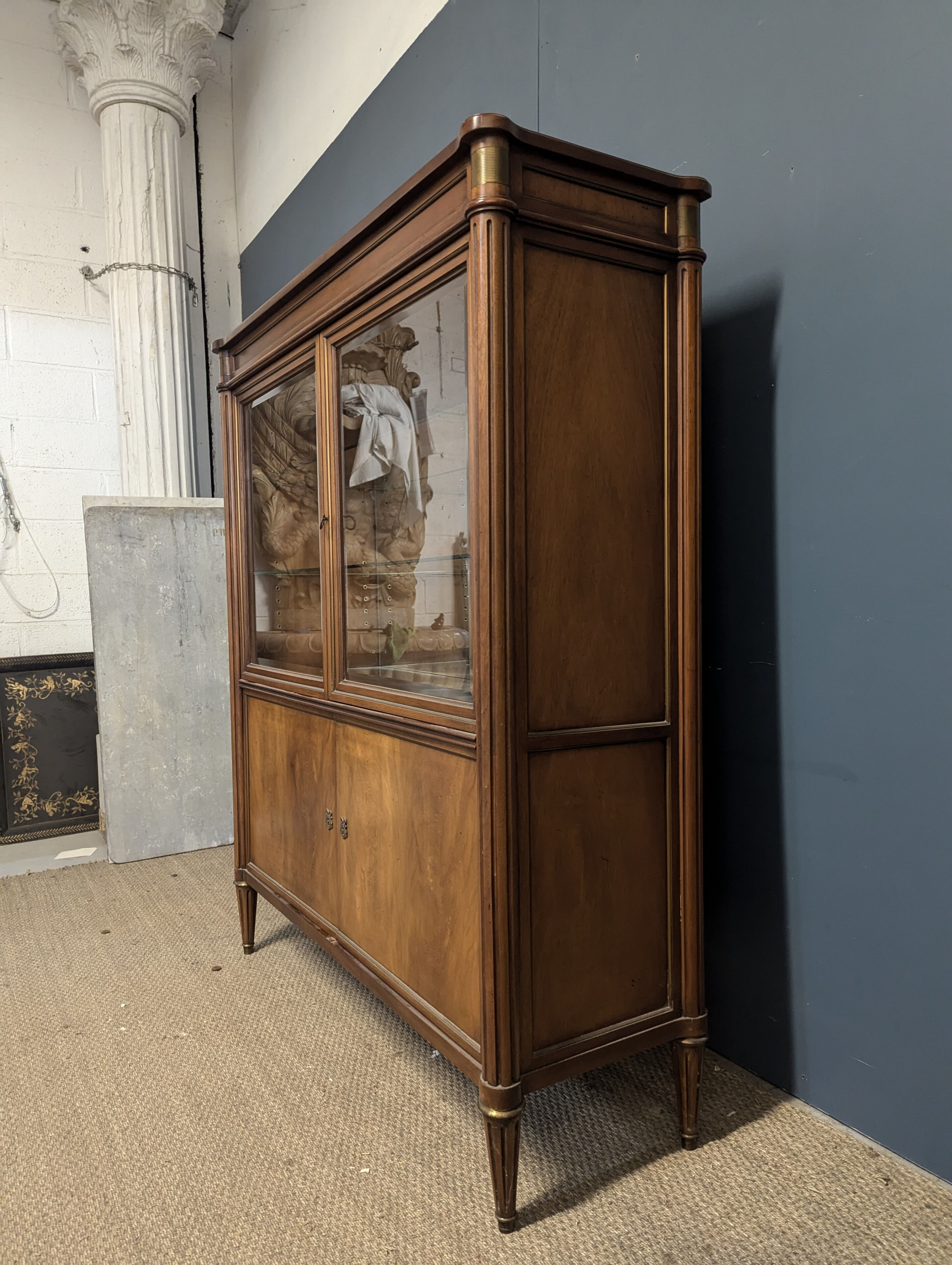 Louis XVI style cherry wood display case