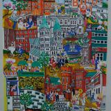 Hand signed modern lithograph by Gunilla Mann, 1990s.
