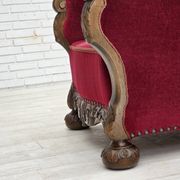 1960s, Danish relax chair, cherry-red furniture velour, oak wood.