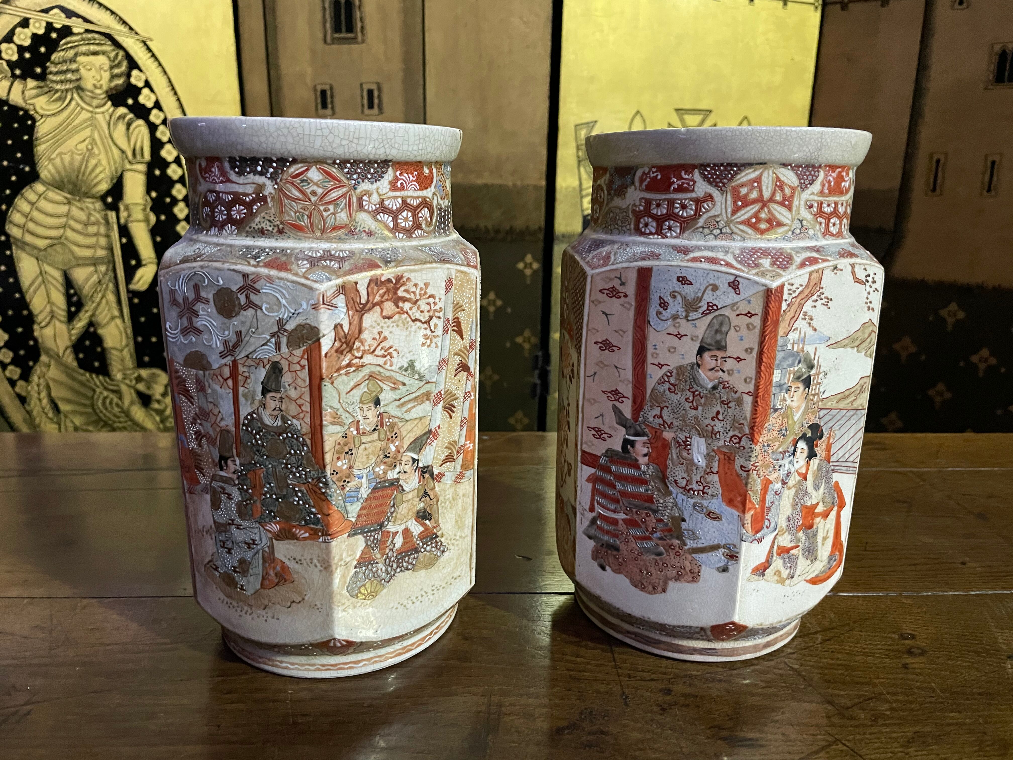 Pair of Japanese vases "Satsuma"