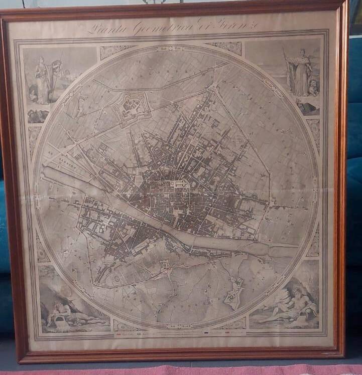 Large geometric map of the city of Florence, 1843