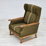 Fauteuil danoise, rembourrage original, laine de meuble verte, 1970