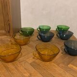 9 tasses vereco bleu vert et orange