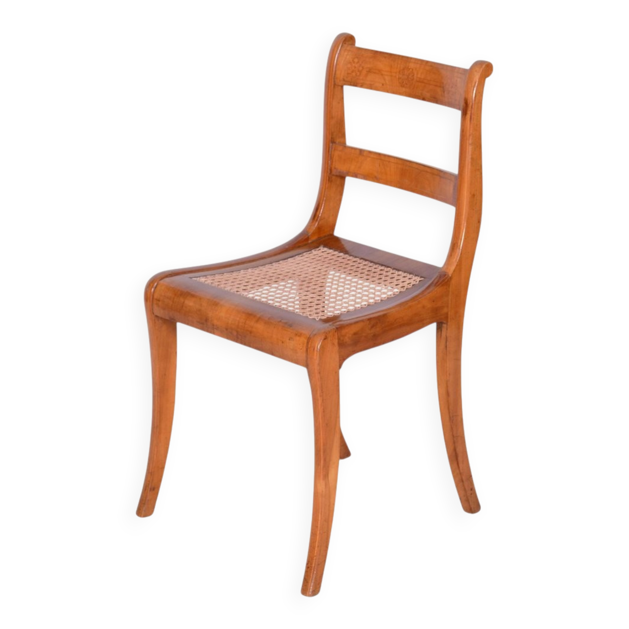 Biedermeier Chair in Cherry Tree & Rattan, Austria, 1830s