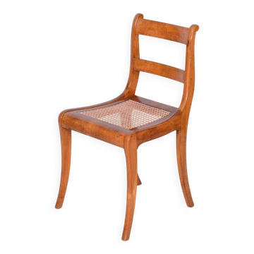 Biedermeier Chair in Cherry Tree & Rattan, Austria, 1830s