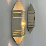 Pair of vintage wall lights, matt white lacquered metal, France 1970