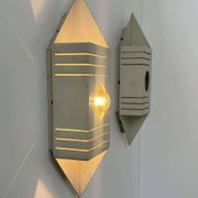 Pair of vintage wall lights, matt white lacquered metal, France 1970
