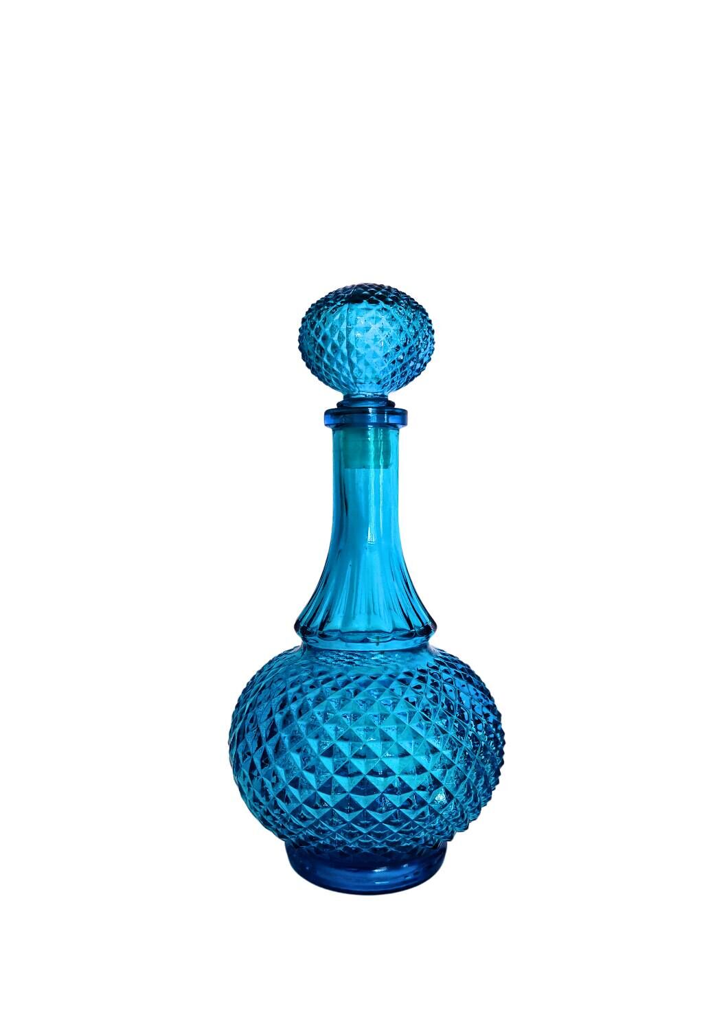 Bouteille en verre bleu belge vintage