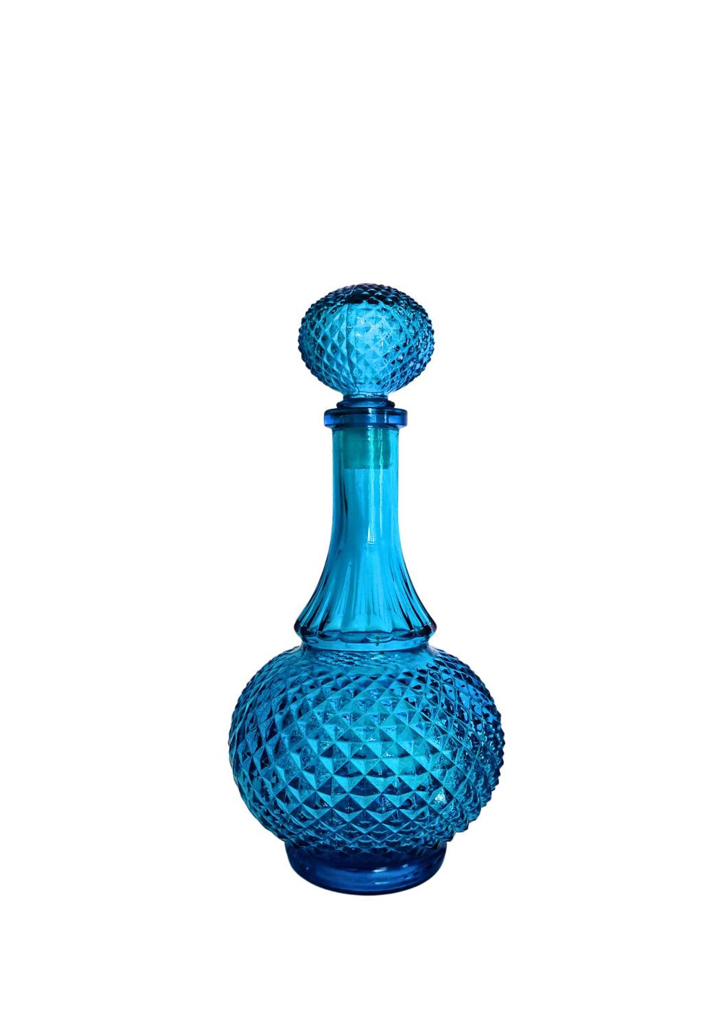 Bouteille en verre bleu belge vintage