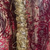 Round Velvet Cushion in Red and Gold