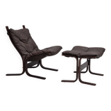 1970s, Norwegian design by Ingmar Relling, chair with stool model "Siesta".